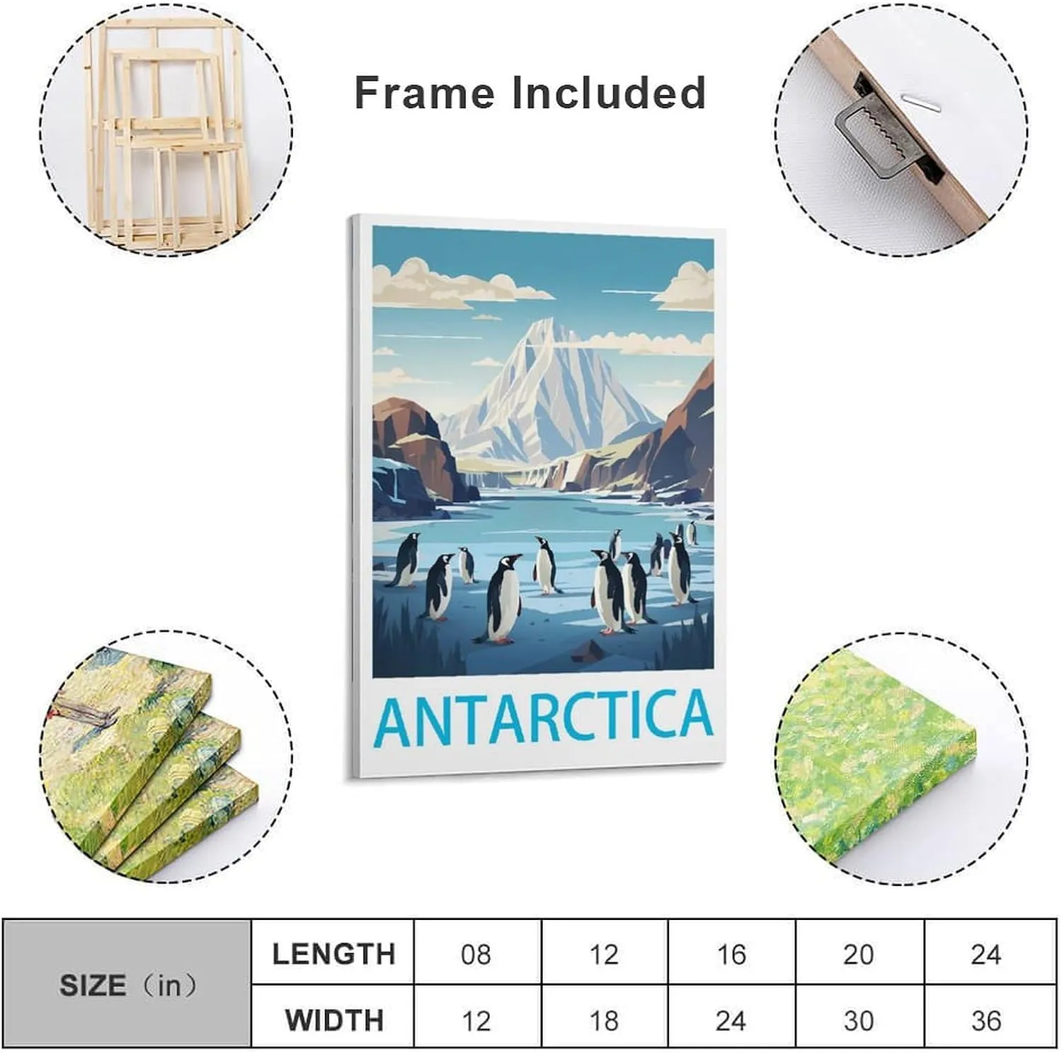 Antarctica Travel Poster Print Canvas Wall Art for Bedroom Living Room HD Print Posters 24x36inch(60x90cm)
