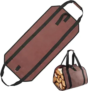 AOKLEY Firewood Tote Bag Large Capacity Canvas Firewood Carrier Stitched Handles Log Tote Bag Storage Bag Used for Fireplace Storage Basket