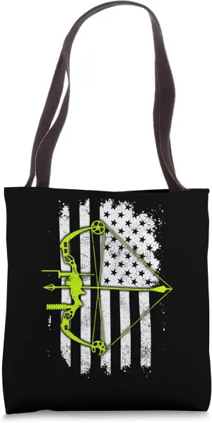 Archery Team Compound Bow Player USA American Flag Vintage Tote Bag