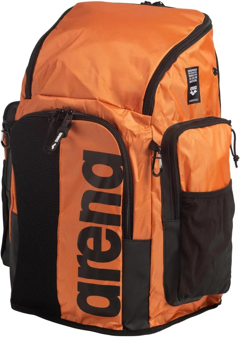 ARENA Spiky III Backpack 45 Swimming Athlete Sports Gym Rucksack Large Training Gear Equipment Swim Bag for Men and Women, 45 Liters, Orange