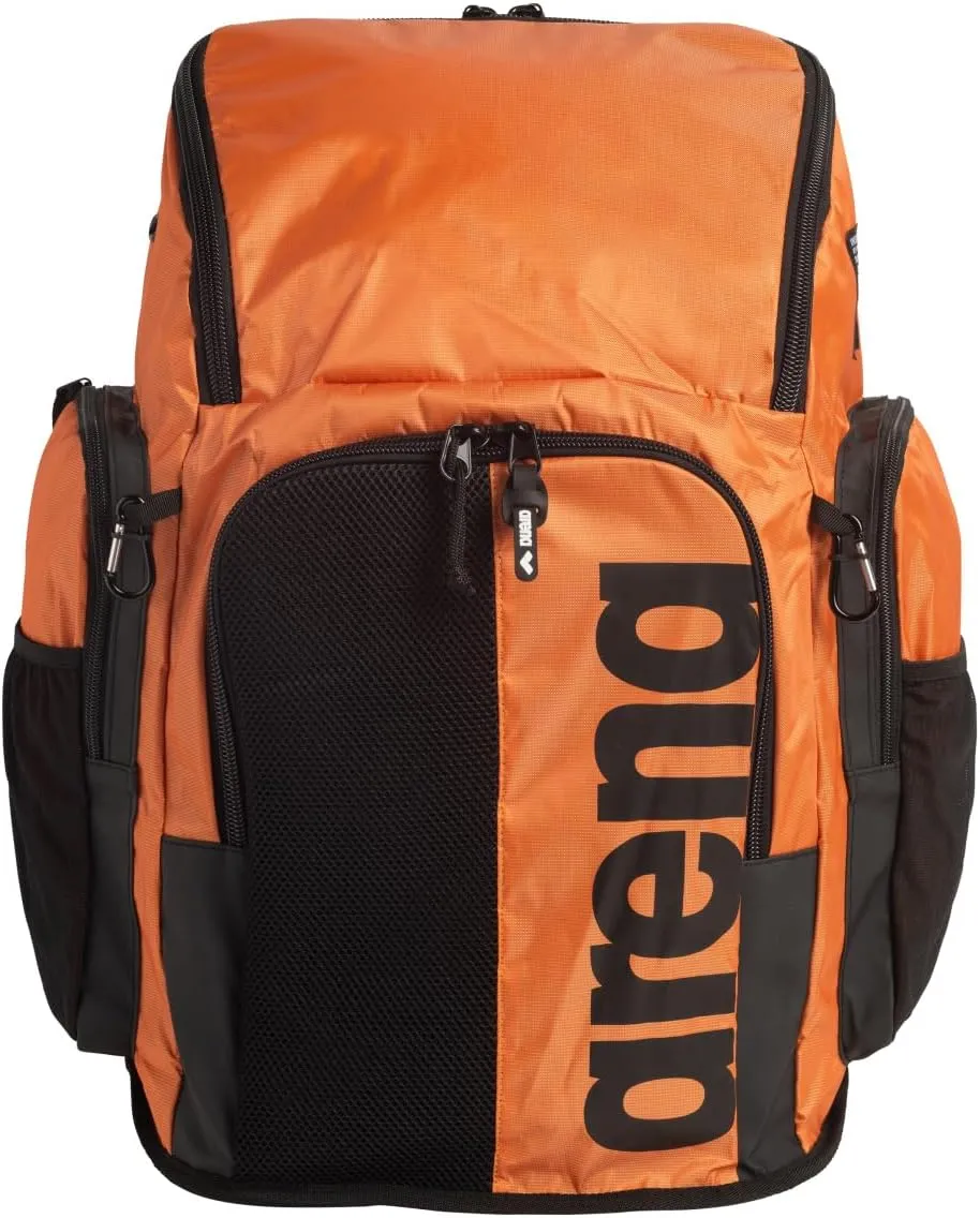 ARENA Spiky III Backpack 45 Swimming Athlete Sports Gym Rucksack Large Training Gear Equipment Swim Bag for Men and Women, 45 Liters, Orange