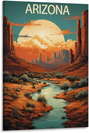 Arizona Travel Poster Print Canvas Wall Art for Bedroom Living Room HD Print Posters 24x36inch(60x90cm)