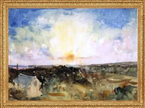 Art Oyster Charles Webster Hawthorne Sunset Spendor - 18" x 27" Premium Canvas Print with Antique Gold Finish Frame