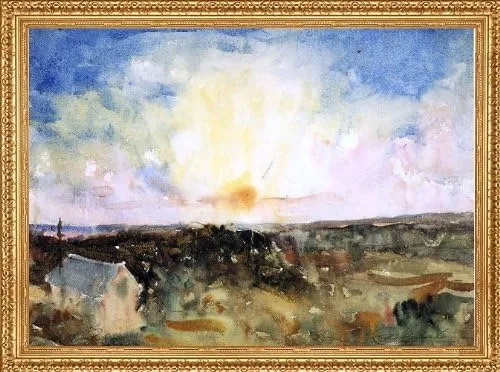 Art Oyster Charles Webster Hawthorne Sunset Spendor - 18" x 27" Premium Canvas Print with Antique Gold Finish Frame