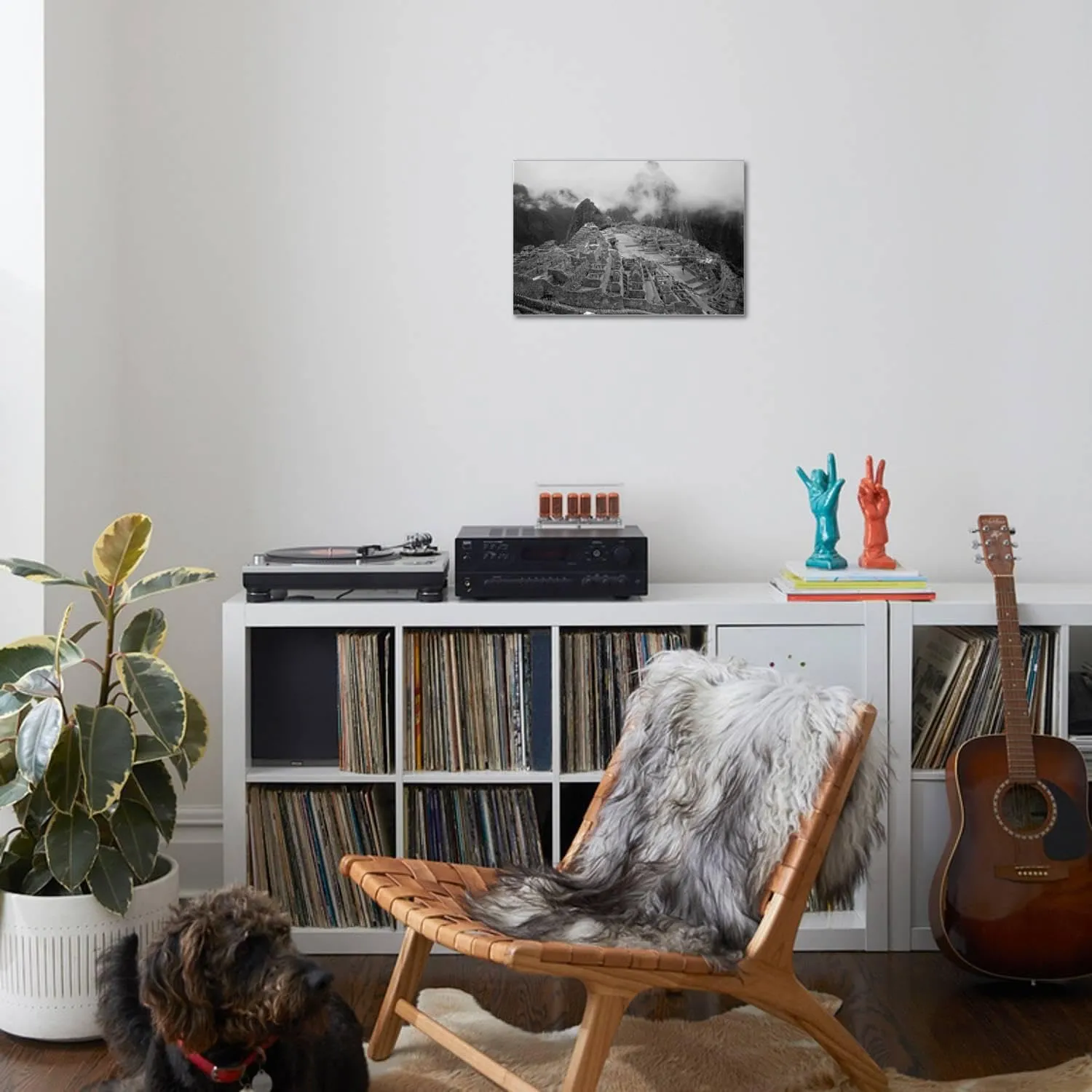 ART.COM Stretched Canvas Print Machu Pichu Peru B/W, 24" x 16"