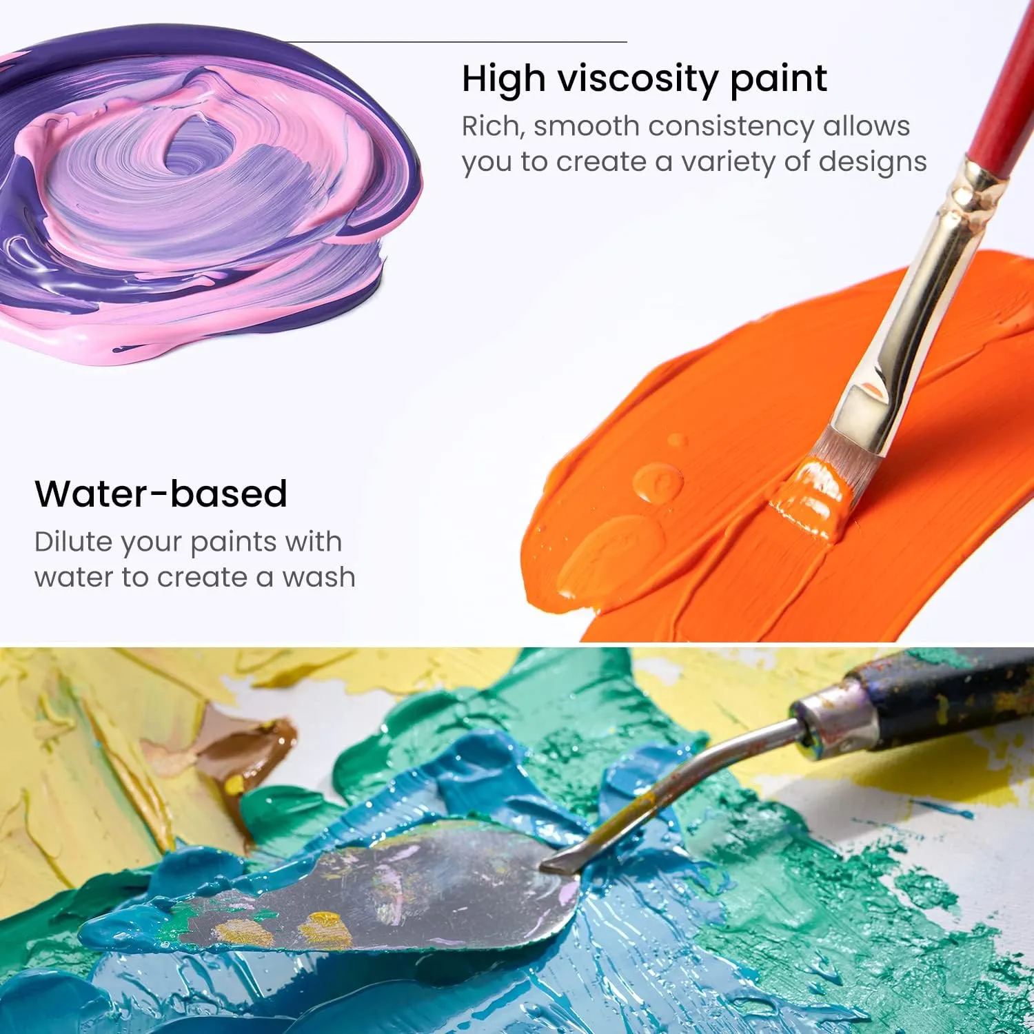 ARTEZA Acrylic Paint, A719 Pearl Electric Blue, 16.9 fl oz, 500ml Jar, Opaque, Quick-Drying, Acrylic Paints for Painting on Canvas