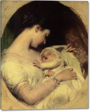 Artists Wife Elizabeth and Daughter by James Sant - 13" x 16" Gallery Wrap Canvas Art Print - Ready to Hang