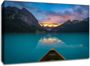 Artsy Canvas Canoe Lake - Water Landscapes - 24x18 Matte Poster Print Wall Art