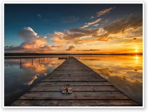 Artsy Canvas Dock at Sunset - Water Landscapes - 24x18 Matte Poster Print Wall Art