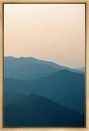 Ashbrook Framed Canvas Print Wall Art Pastel Orange Sunset Over Mountain Range Nature Wilderness Photography Modern Rustic Scenic Colorful Multicolor for Living Room, Bedroom, Office - 24"x36" NATURAL