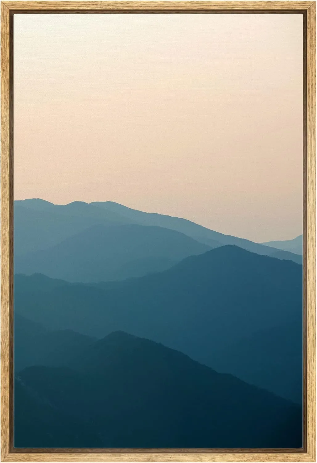 Ashbrook Framed Canvas Print Wall Art Pastel Orange Sunset Over Mountain Range Nature Wilderness Photography Modern Rustic Scenic Colorful Multicolor for Living Room, Bedroom, Office - 24"x36" NATURAL