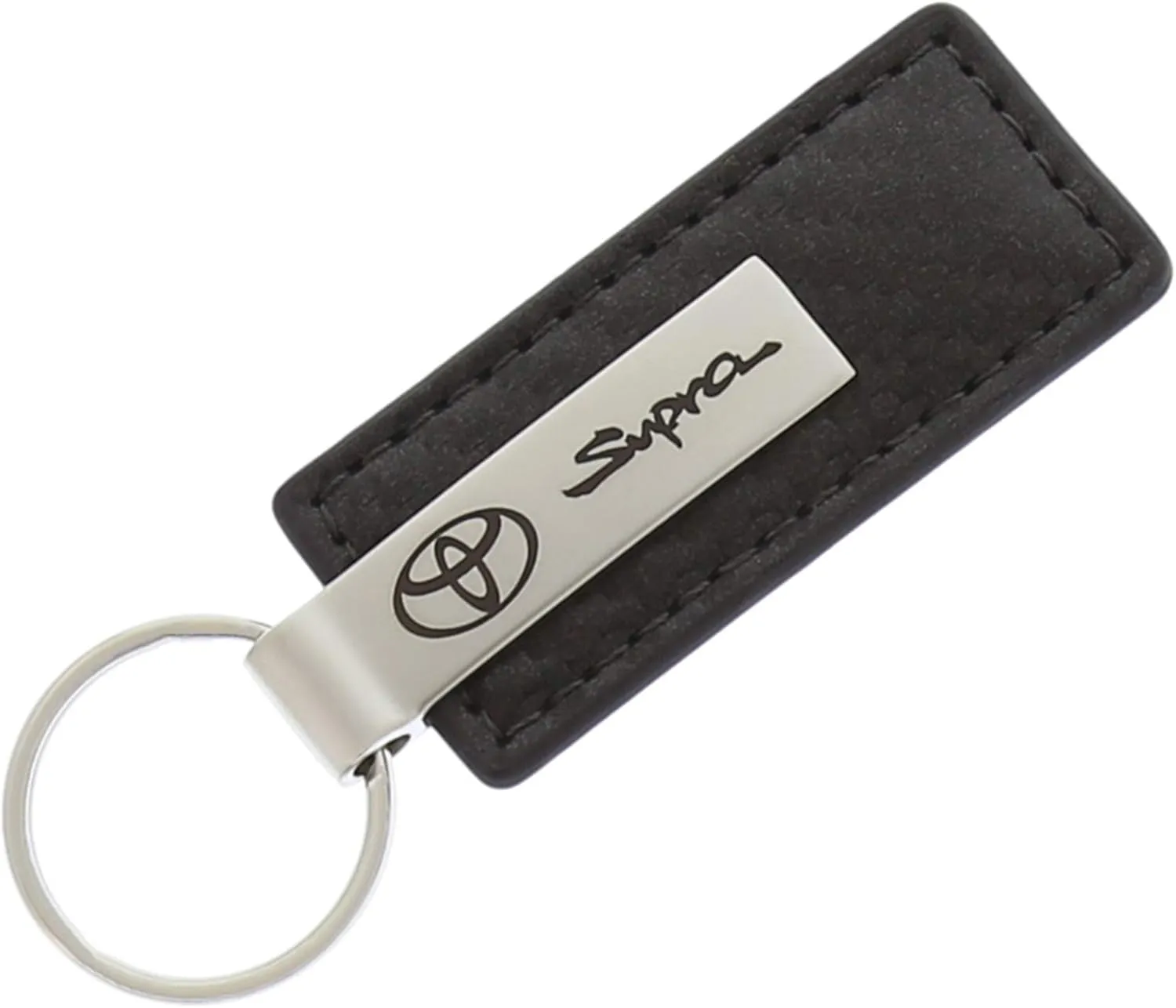 Au-TOMOTIVE GOLD Carbon Fiber Rectangular Leather Key Chain for Toyota Supra (Gunmetal)