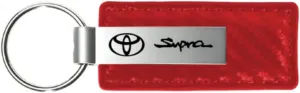 Au-TOMOTIVE GOLD, INC. compatible with Toyota Supra Red Carbon Fiber Leather Logo Key Chain