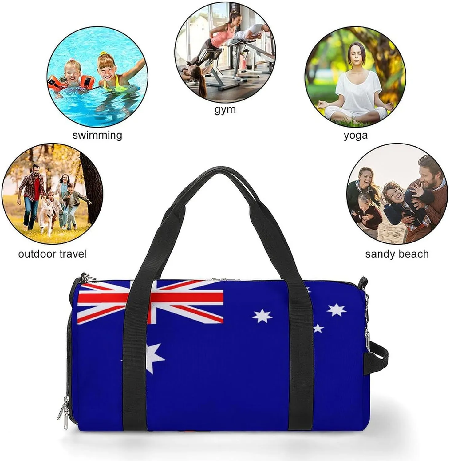 Australia Flag Sports Gym Bag for Boys Girls with Shoe Compartment Weekender