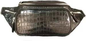 Authentic Real Crocodile Skin Classic Black Men Small Casual Waist Packs Genuine Alligator Leather Male Chest Bag Messenger Bag