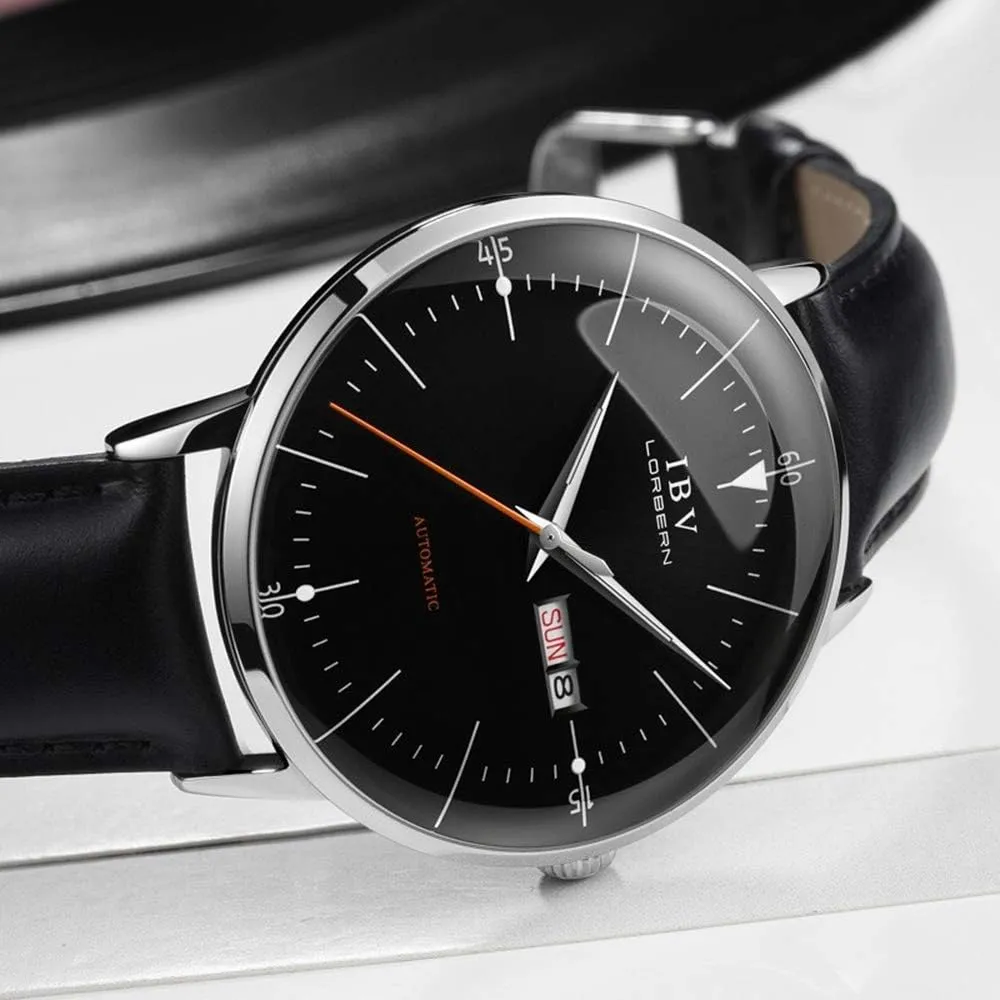 Automatic Watches for Men Self-Winding Watch with Leather Strap
