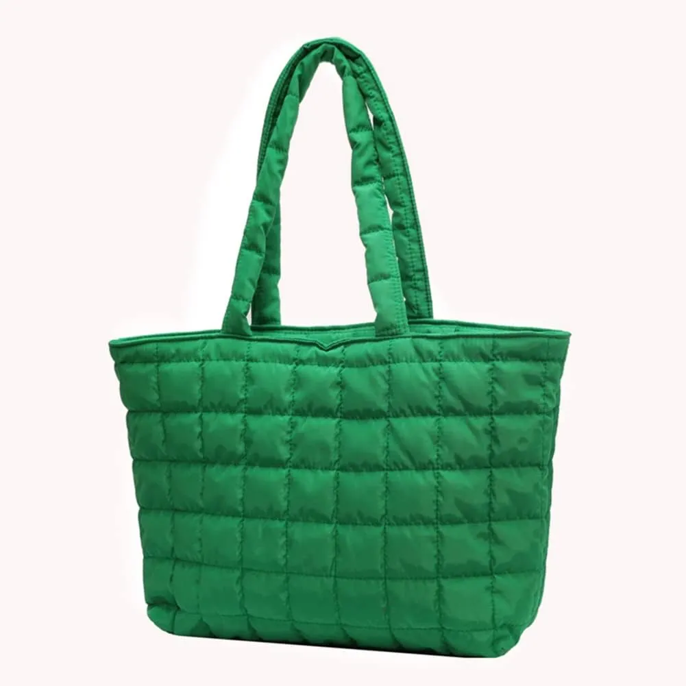 Autumn Winter Women Tote Bag Quilted Shoulder Handbags Rhombus Pattern Purses Handbags Solid for Daily Holiday