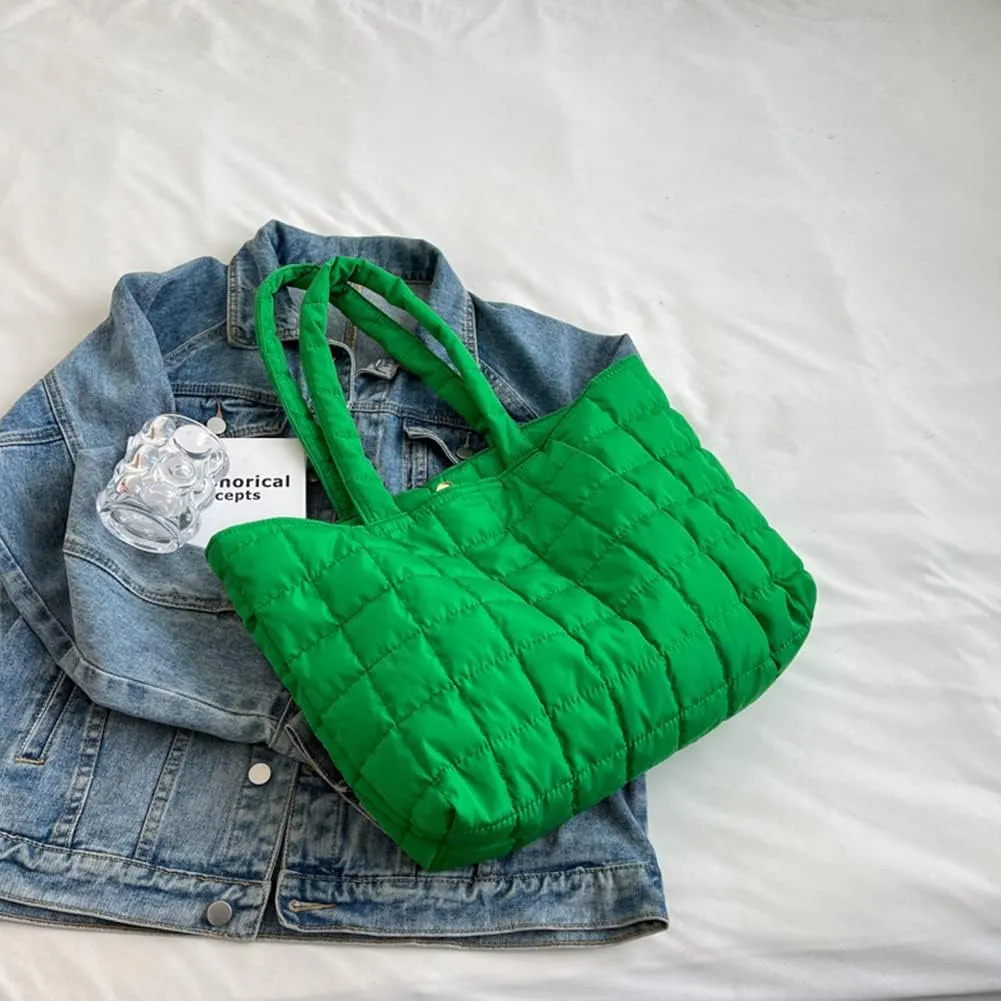 Autumn Winter Women Tote Bag Quilted Shoulder Handbags Rhombus Pattern Purses Handbags Solid for Daily Holiday