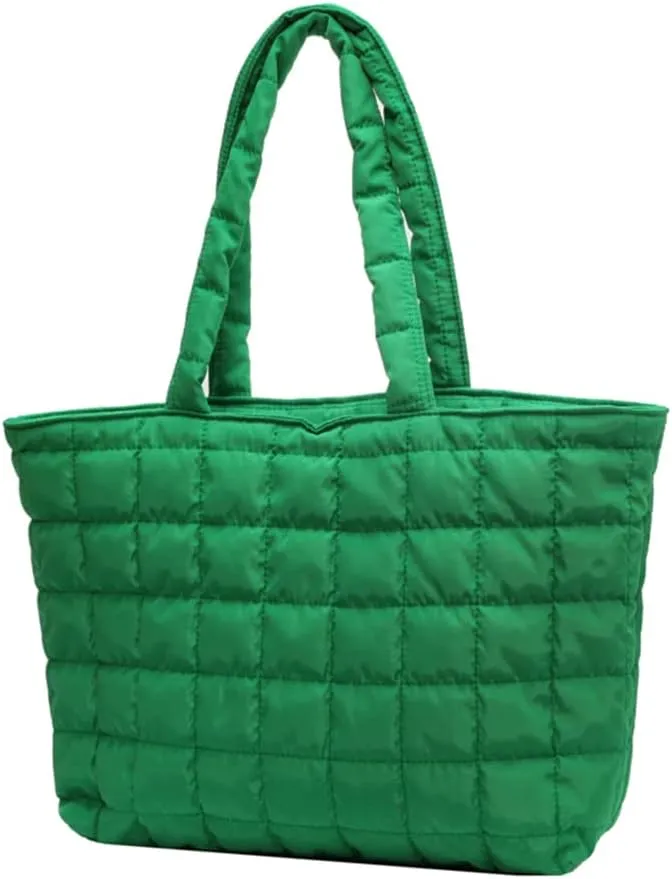 Autumn Winter Women Tote Bag Quilted Shoulder Handbags Rhombus Pattern Purses Handbags Solid for Daily Holiday
