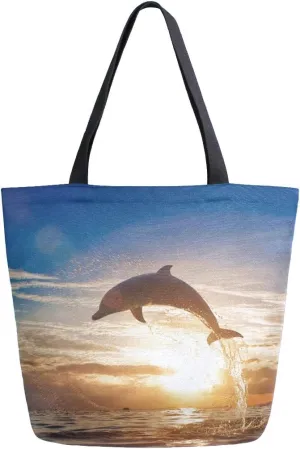 AUUXVA Canvas Tote Bags Large Canvas Handbag Purse Shoulder Shopping Bag with Zipper Pouch