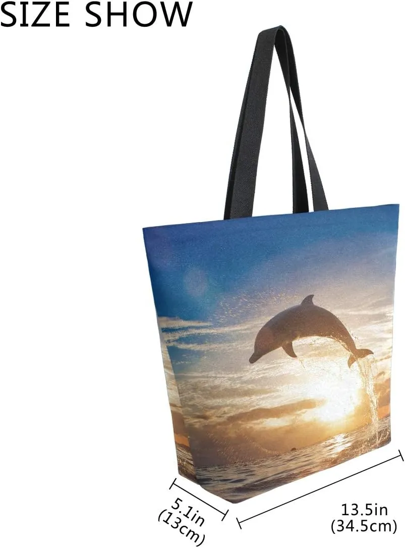AUUXVA Canvas Tote Bags Large Canvas Handbag Purse Shoulder Shopping Bag with Zipper Pouch