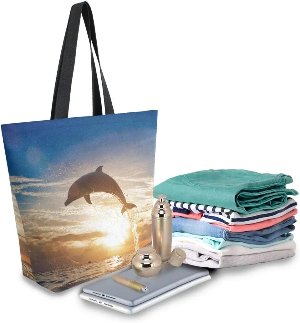 AUUXVA Canvas Tote Bags Large Canvas Handbag Purse Shoulder Shopping Bag with Zipper Pouch