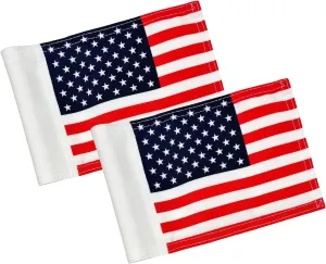 AZCOVER 2 Pack USA Golf Flag 8x6 Inch with Tube Inserted, Dual-layer 420D Putting Green Flags, Mini Double Sided Golfs Banner for Backyard Practice, Garden, Yard, Golf Courses
