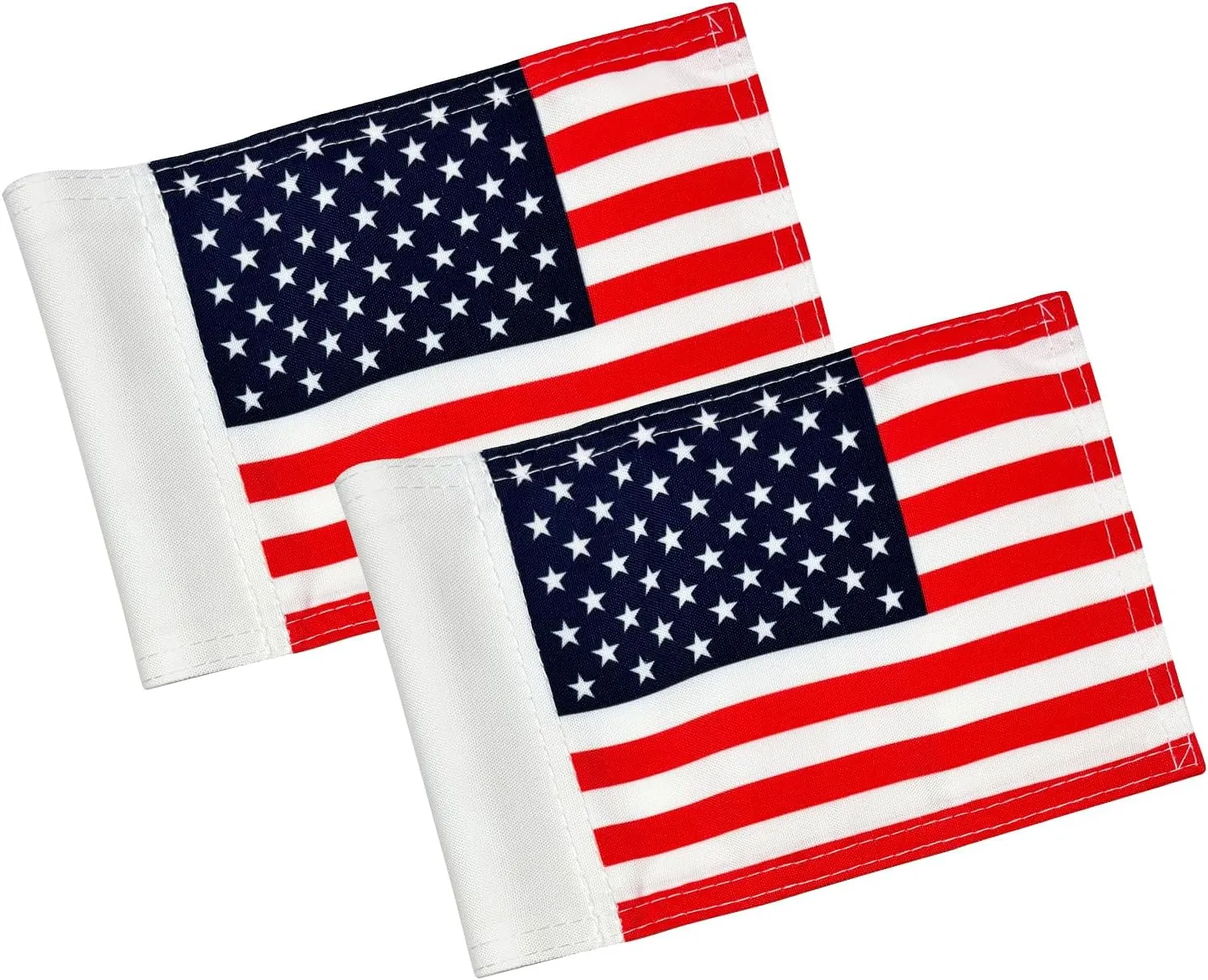 AZCOVER 2 Pack USA Golf Flag 8x6 Inch with Tube Inserted, Dual-layer 420D Putting Green Flags, Mini Double Sided Golfs Banner for Backyard Practice, Garden, Yard, Golf Courses