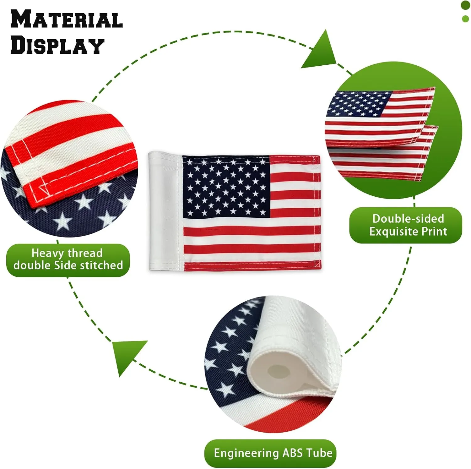 AZCOVER 2 Pack USA Golf Flag 8x6 Inch with Tube Inserted, Dual-layer 420D Putting Green Flags, Mini Double Sided Golfs Banner for Backyard Practice, Garden, Yard, Golf Courses