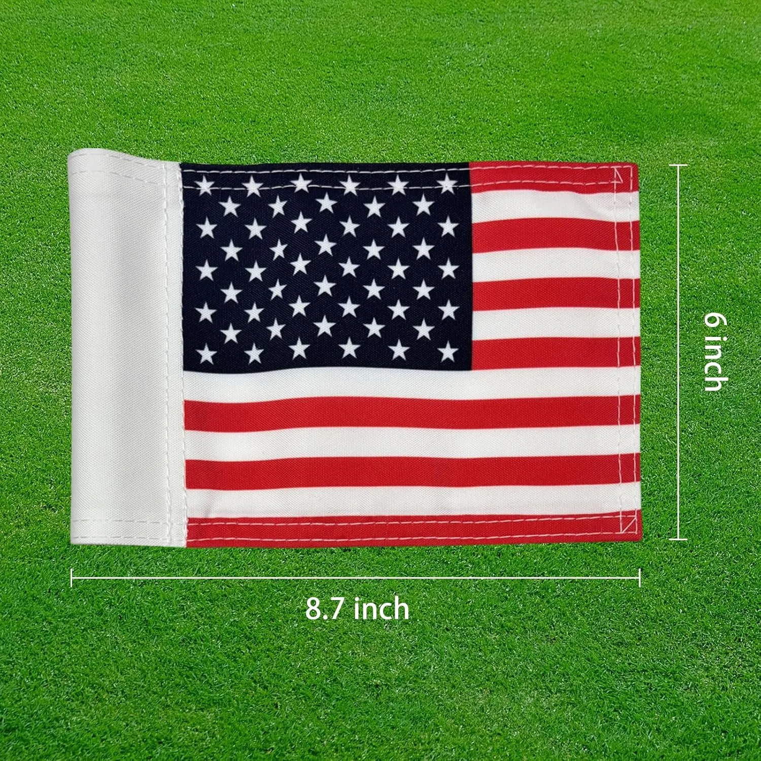 AZCOVER 2 Pack USA Golf Flag 8x6 Inch with Tube Inserted, Dual-layer 420D Putting Green Flags, Mini Double Sided Golfs Banner for Backyard Practice, Garden, Yard, Golf Courses