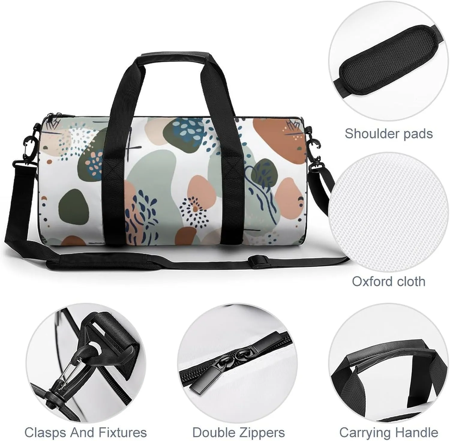Baby Nursery Pattern Travel Gym Bag for Women Men Cute Style Cylindrical Duffle Bag Sport Workout Bag with Shoulder Strap