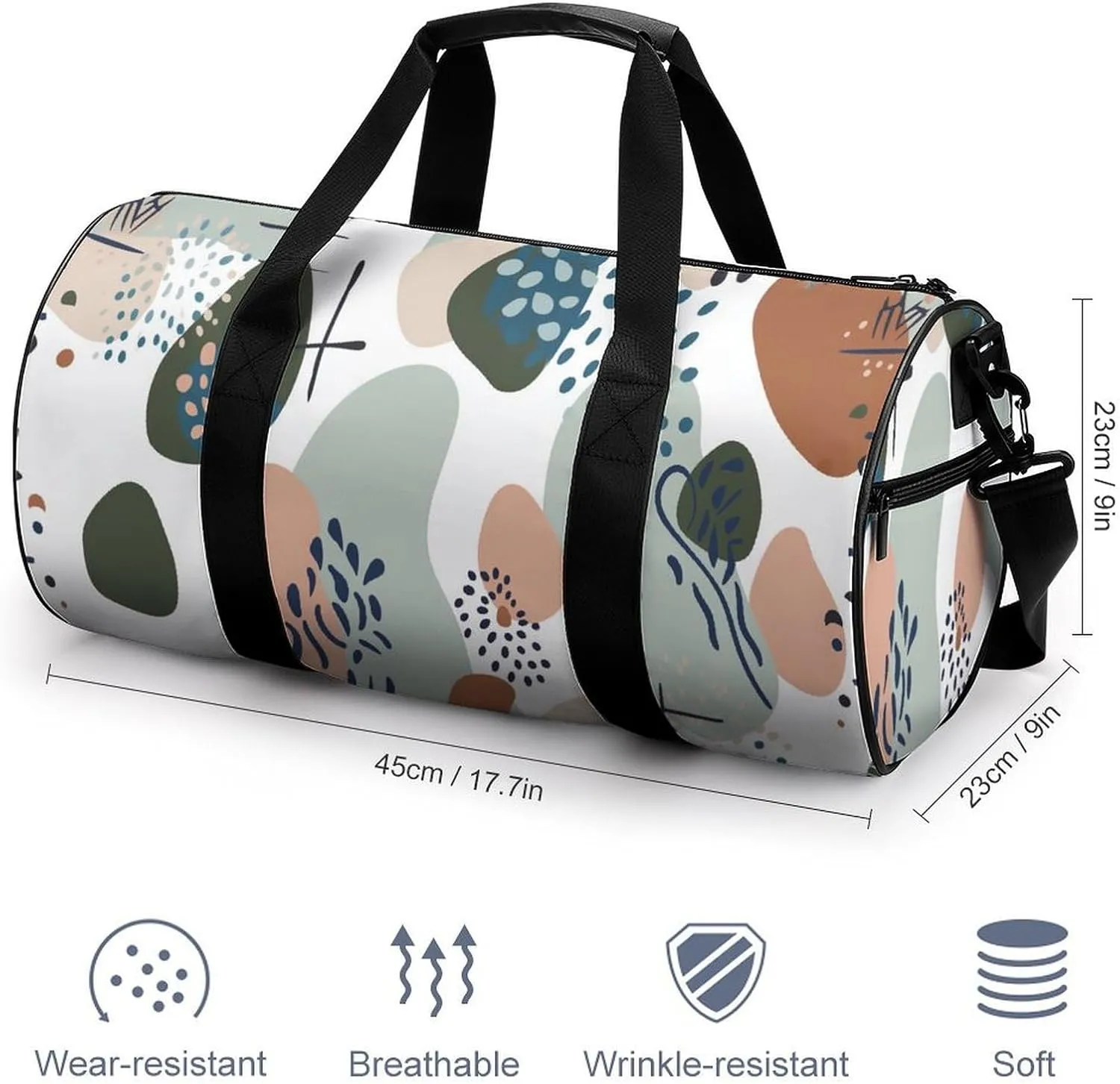Baby Nursery Pattern Travel Gym Bag for Women Men Cute Style Cylindrical Duffle Bag Sport Workout Bag with Shoulder Strap