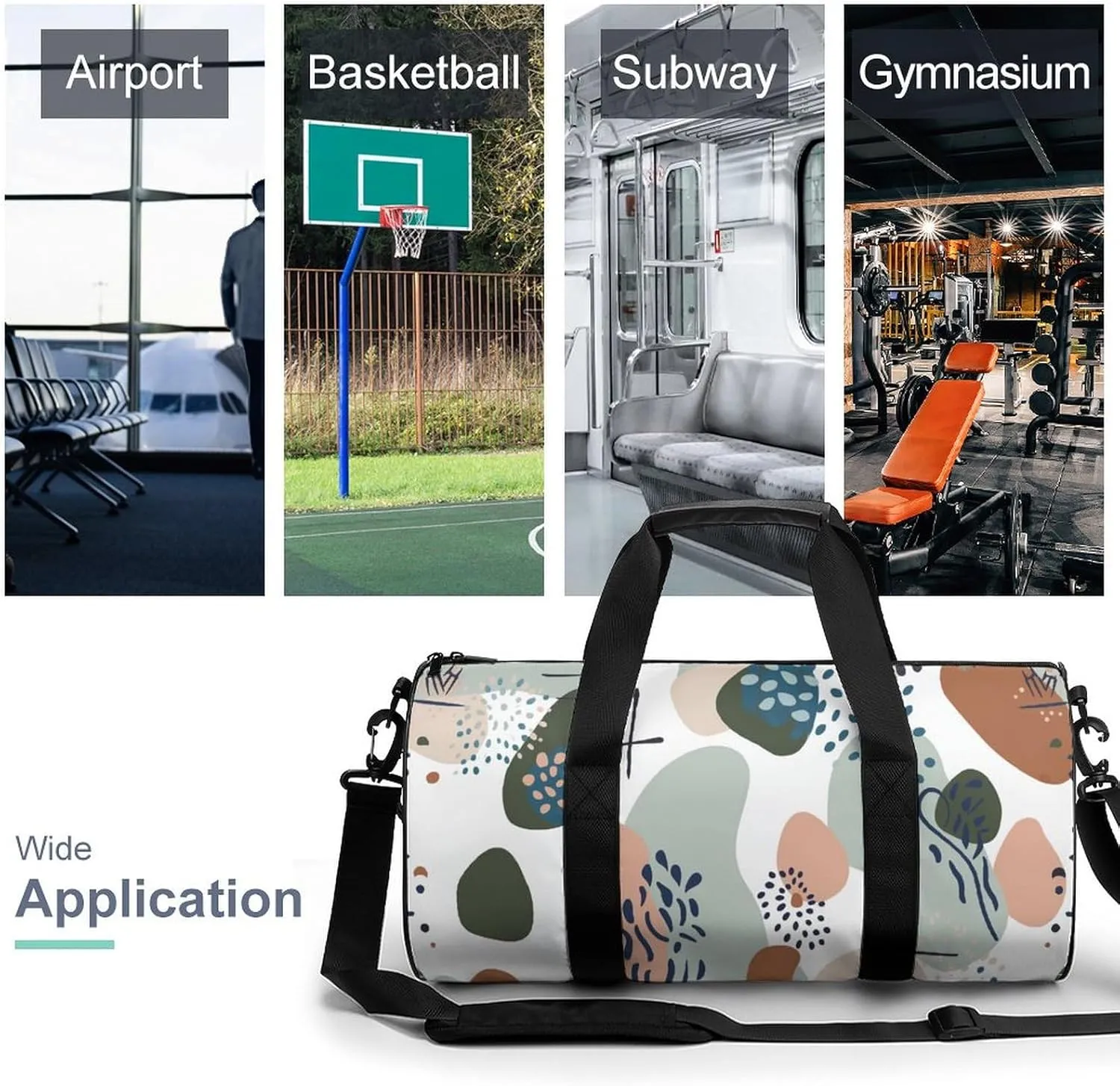 Baby Nursery Pattern Travel Gym Bag for Women Men Cute Style Cylindrical Duffle Bag Sport Workout Bag with Shoulder Strap