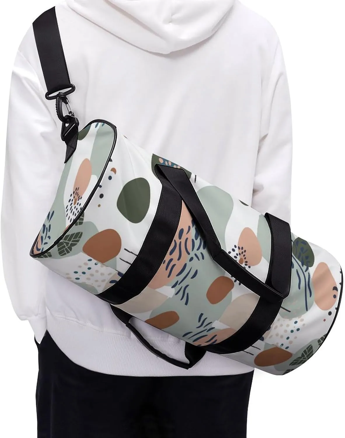 Baby Nursery Pattern Travel Gym Bag for Women Men Cute Style Cylindrical Duffle Bag Sport Workout Bag with Shoulder Strap