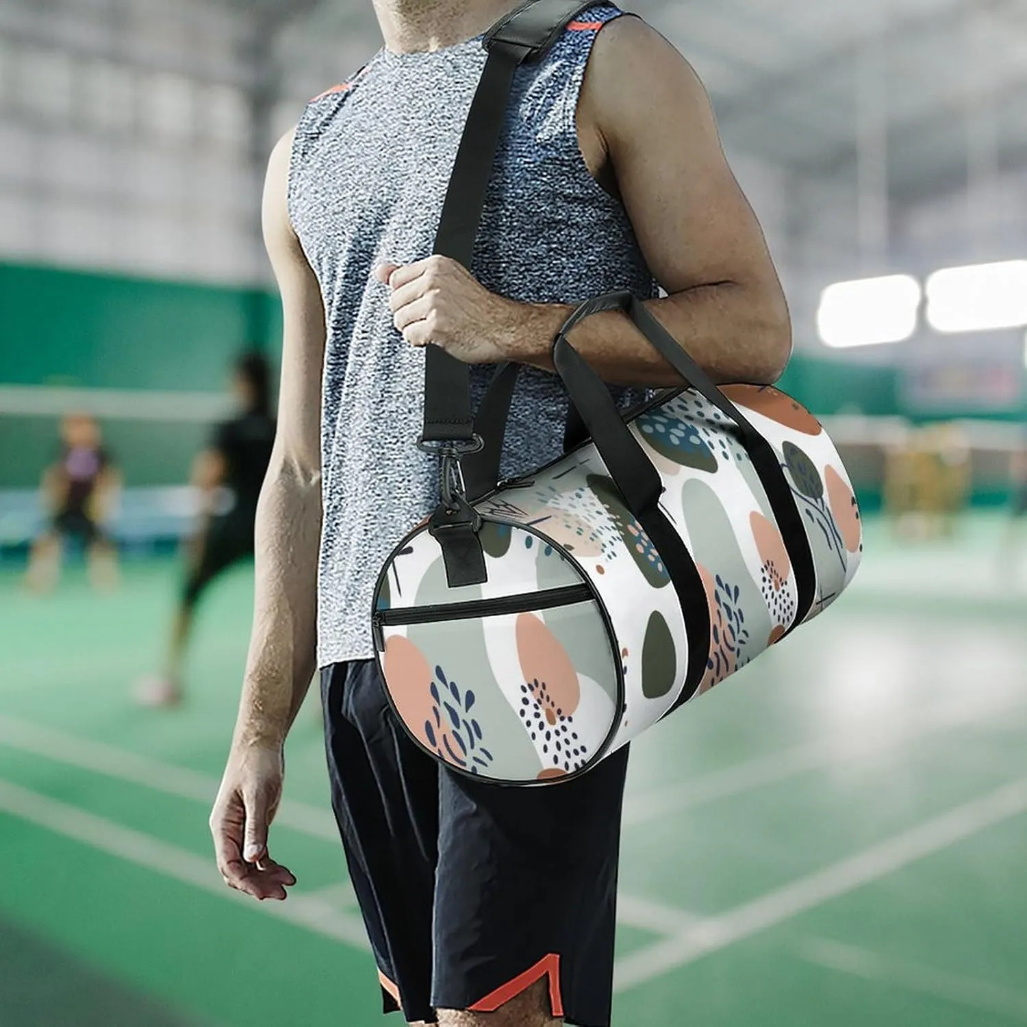 Baby Nursery Pattern Travel Gym Bag for Women Men Cute Style Cylindrical Duffle Bag Sport Workout Bag with Shoulder Strap