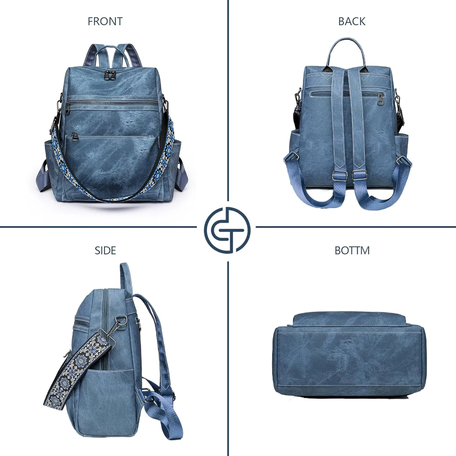 Backpack Purse for Women Pu Leather Travel Backpack Fashion Designer Shoulder Bag Ladies Convertible Handbags