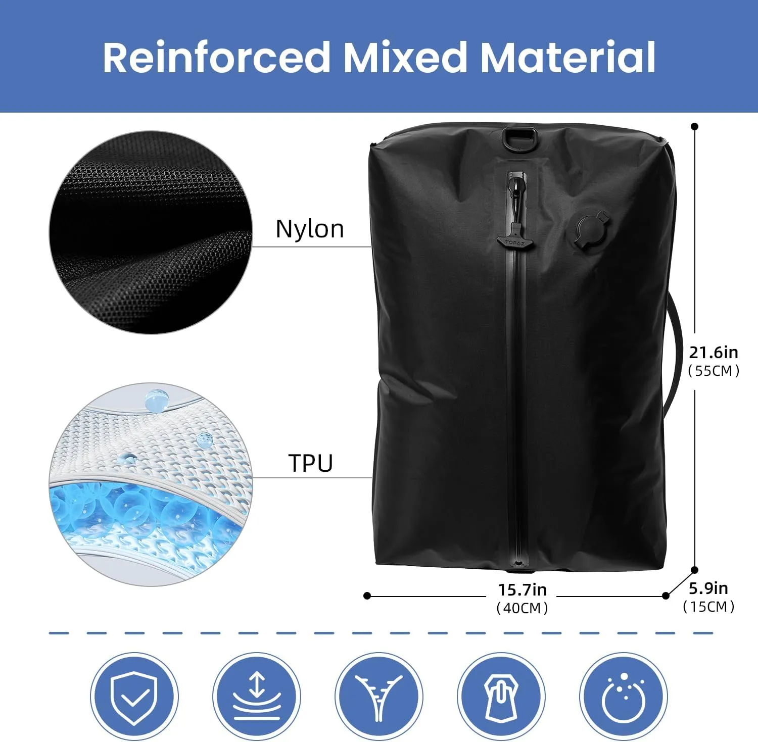 BAGAIL TPU Vacuum Bag for Travel, Reusable Compression Bag with IPX8 Waterproof Zipper, Save Space for Suitcase, Backpack and Carry on (Black, ExtraLarge, With Pump)