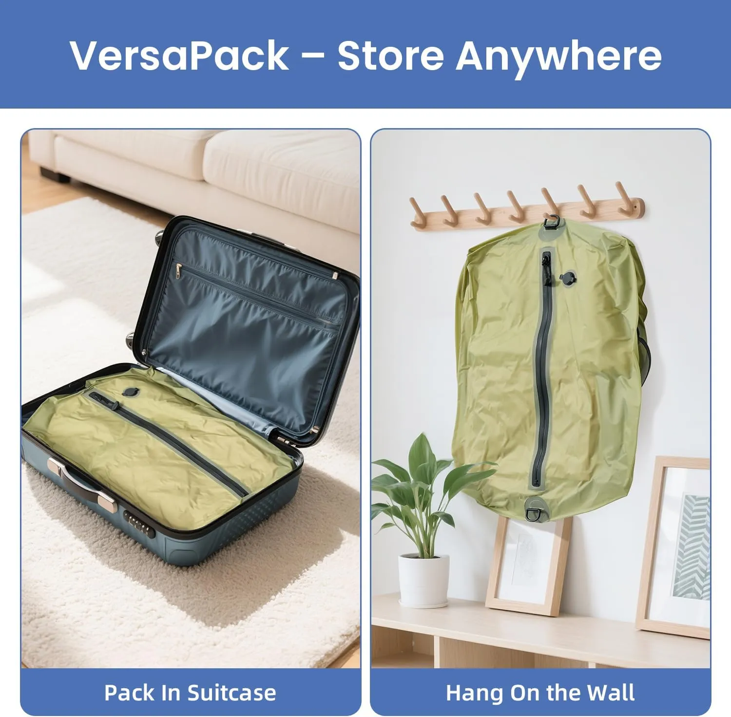 BAGAIL TPU Vacuum Bag for Travel, Reusable Compression Bag with IPX8 Waterproof Zipper, Save Space for Suitcase, Backpack and Carry on (Green, ExtraLarge, No Pump)