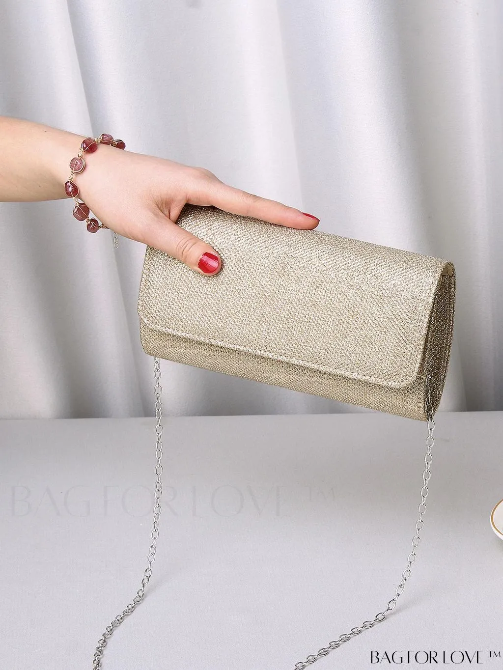 BagForLove - Compact Black Glitter Party Envelope Bag