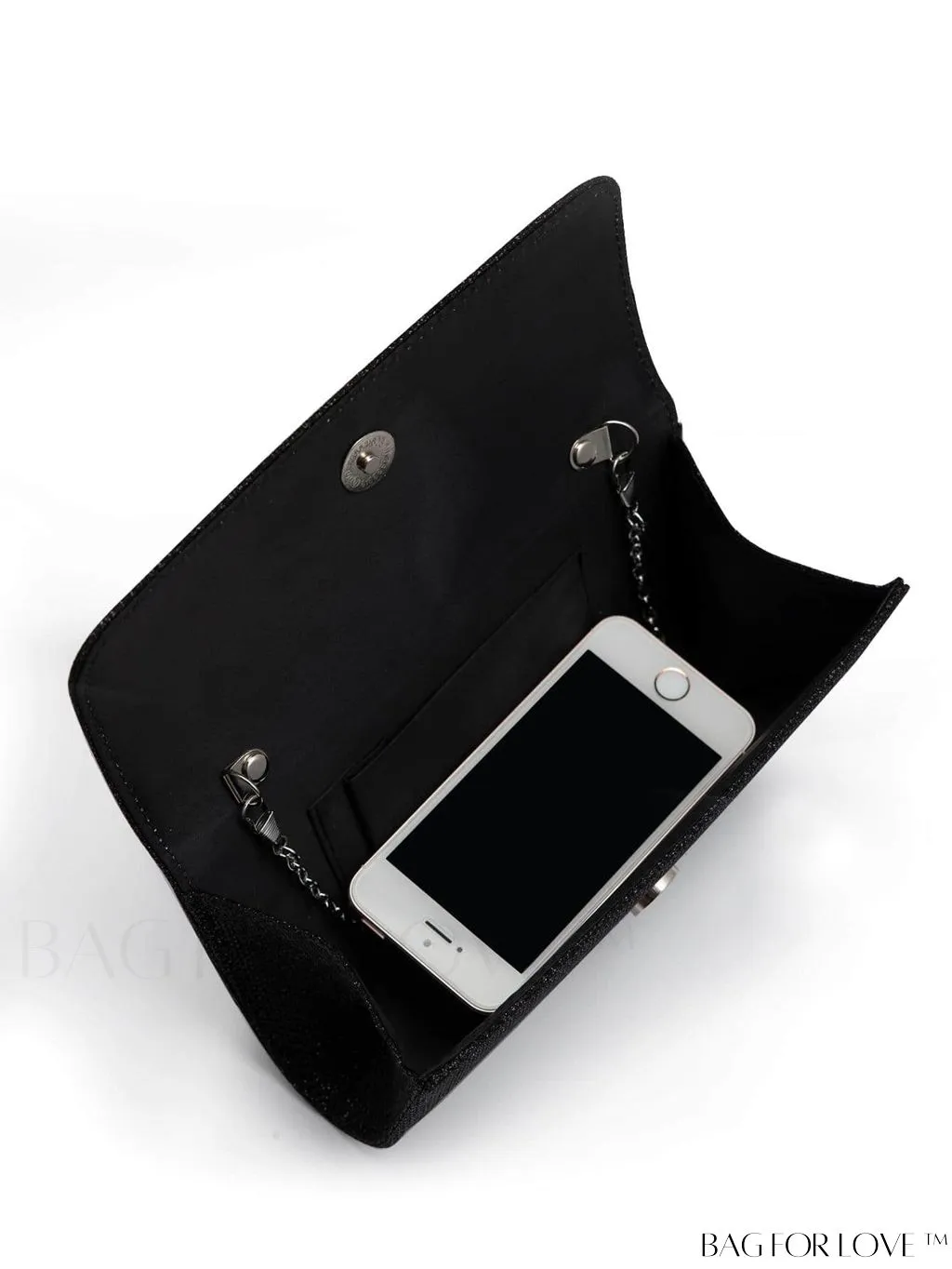 BagForLove - Compact Black Glitter Party Envelope Bag
