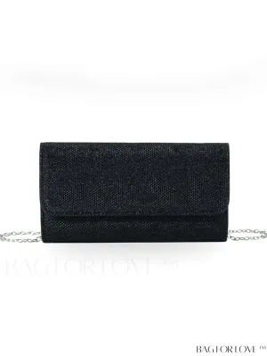 BagForLove - Compact Black Glitter Party Envelope Bag