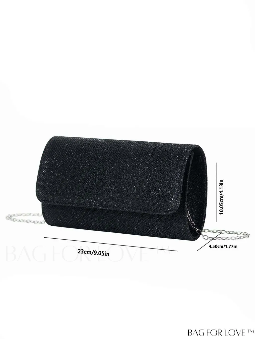 BagForLove - Compact Black Glitter Party Envelope Bag