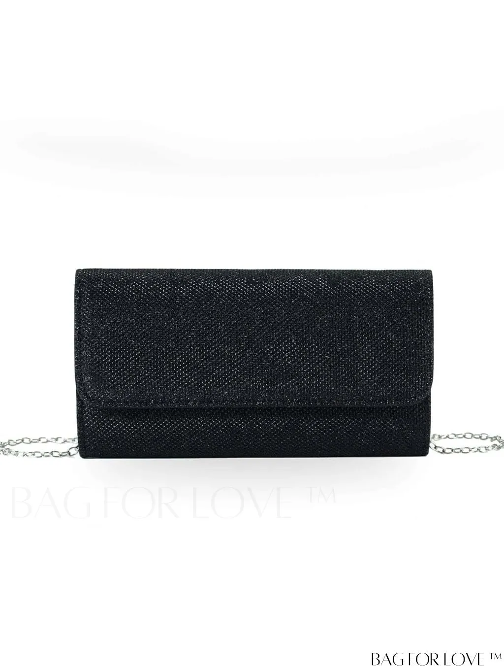 BagForLove - Compact Black Glitter Party Envelope Bag