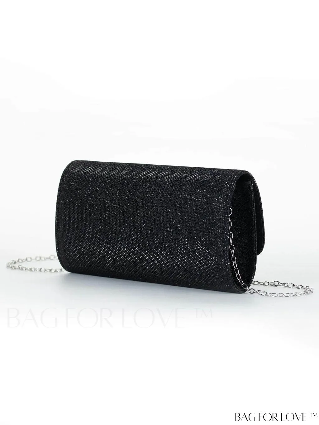 BagForLove - Compact Black Glitter Party Envelope Bag
