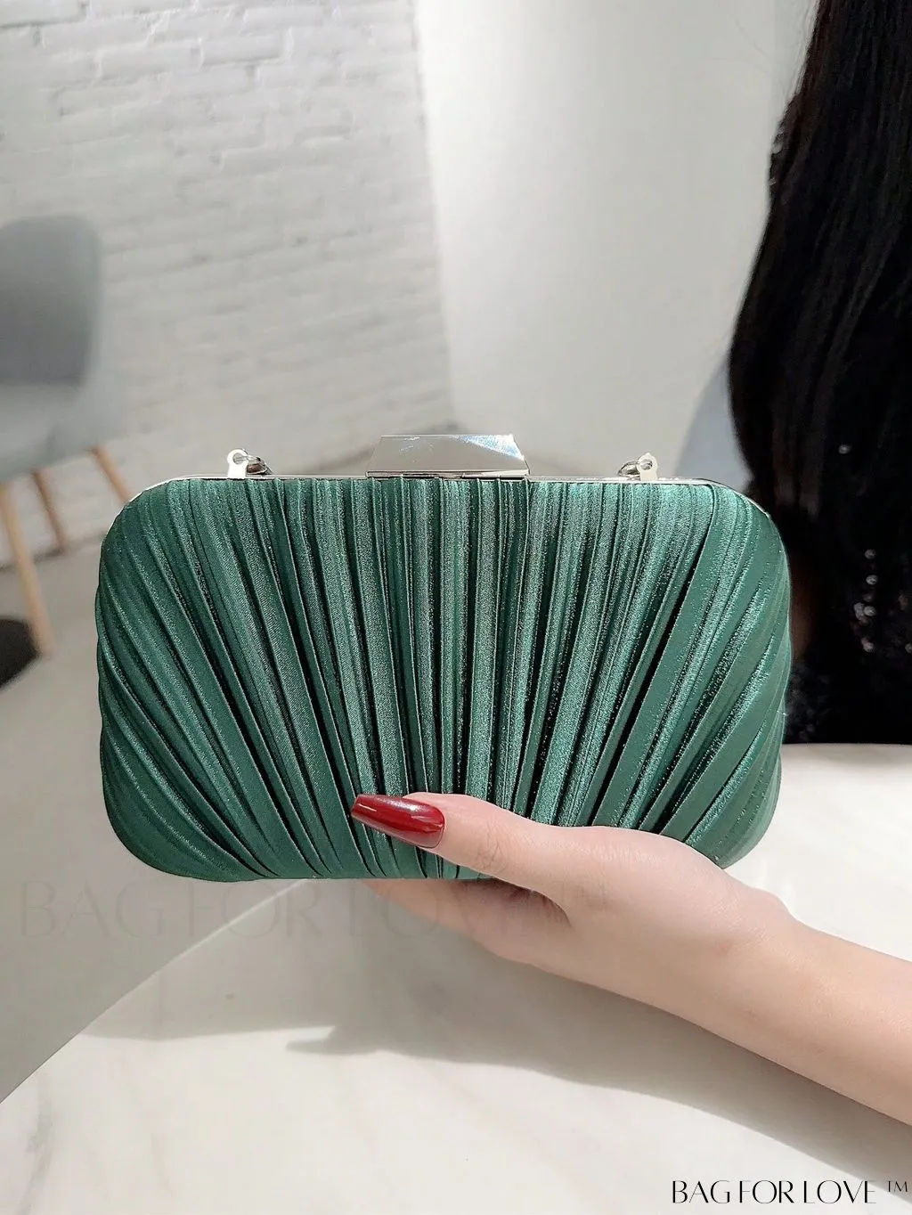 BagForLove - Compact Ruched Box Bag with Chain Strap