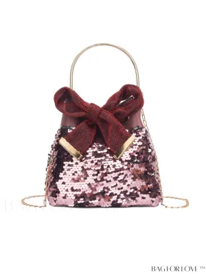 BagForLove - Compact Sequin & Bow Chain Bucket Bag