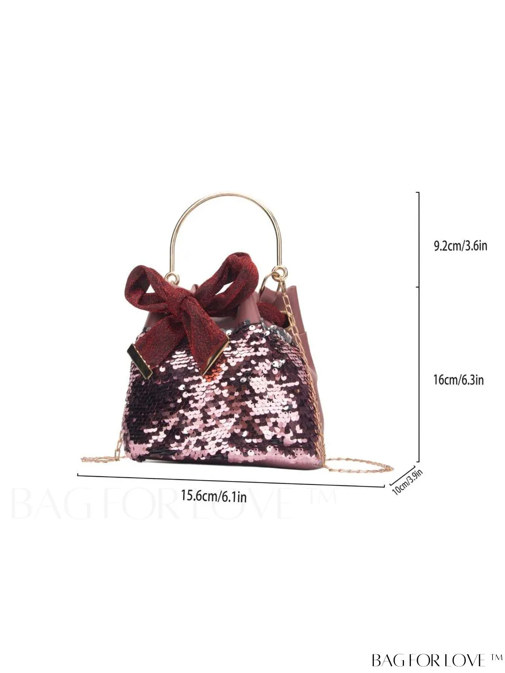 BagForLove - Compact Sequin & Bow Chain Bucket Bag