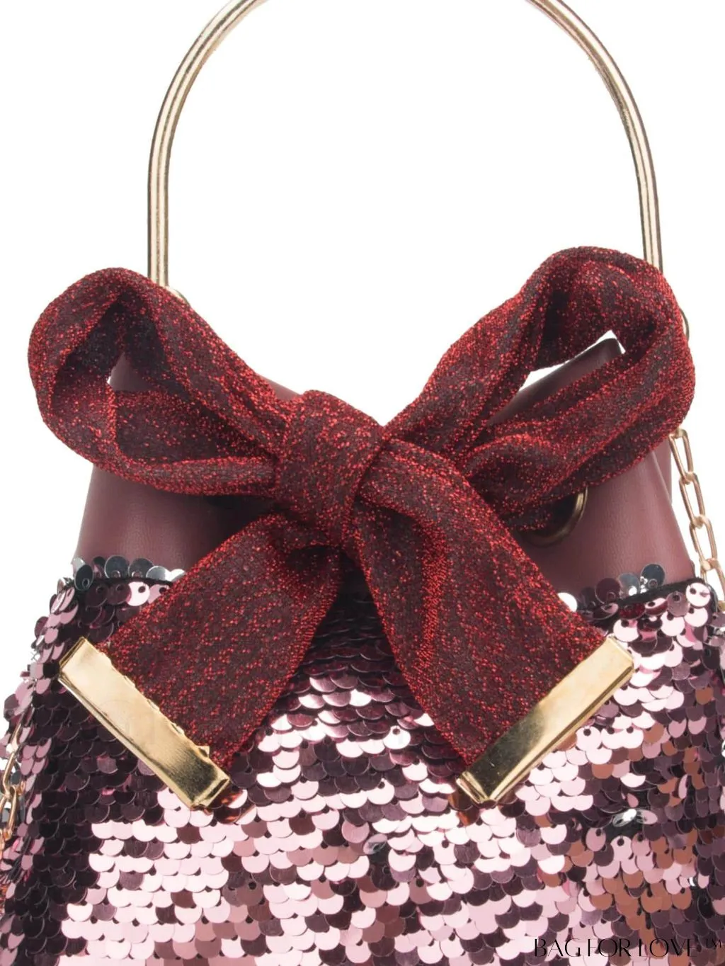 BagForLove - Compact Sequin & Bow Chain Bucket Bag