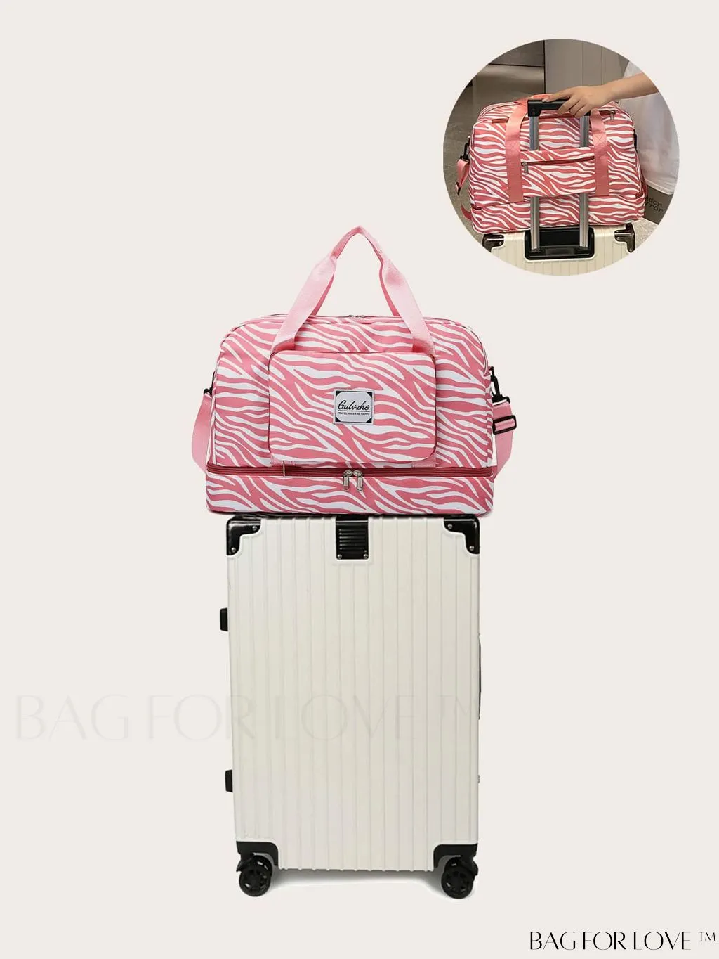 BagForLove - Multifunctional Zebra Print Travel Duffel with Shoe Compartment, Waterproof & Abrasion-Resistant Gym Bag