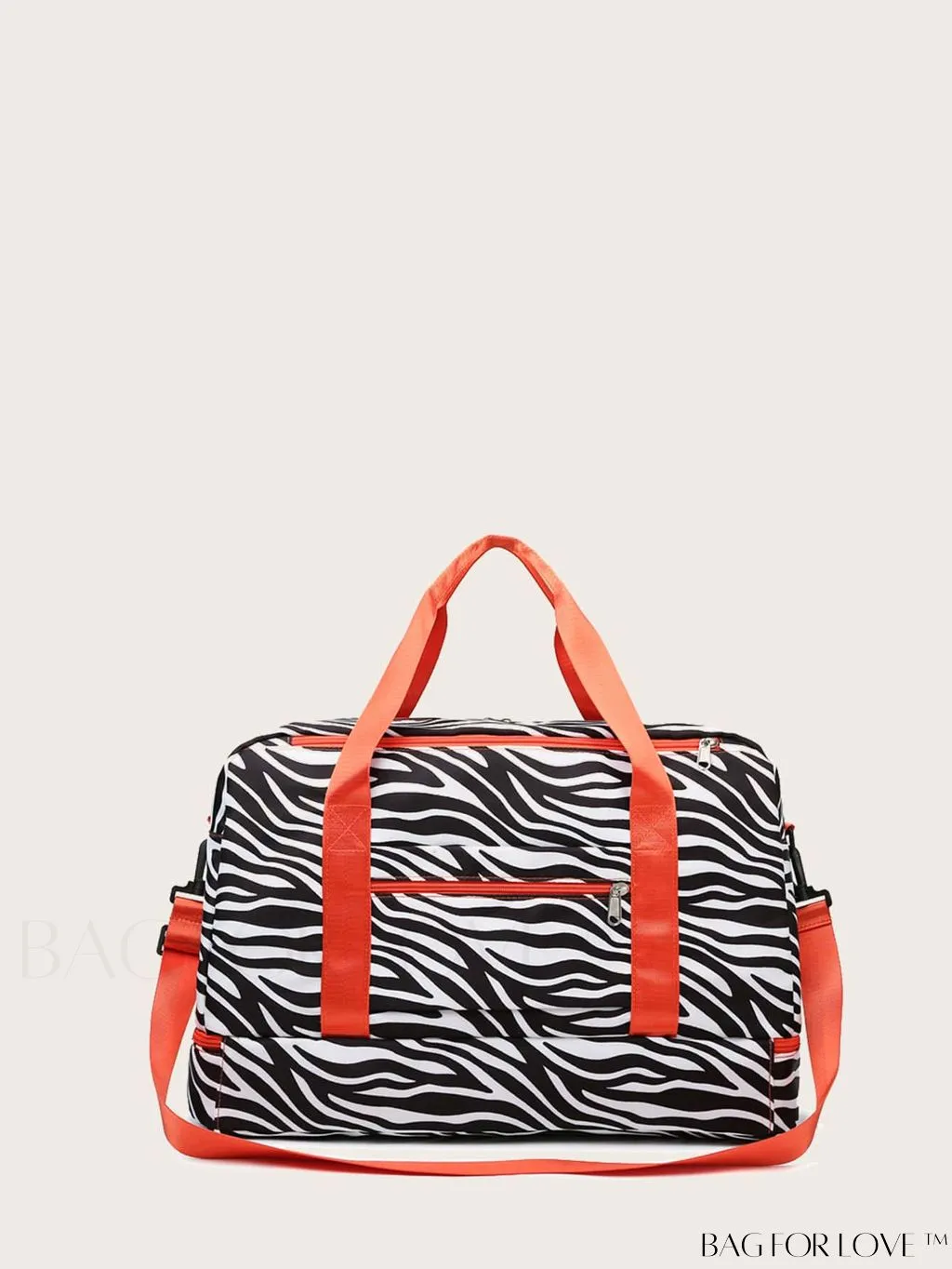 BagForLove - Multifunctional Zebra Print Travel Duffel with Shoe Compartment, Waterproof & Abrasion-Resistant Gym Bag